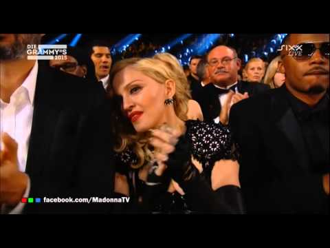MADONNA cheers on KATY PERRY, RIHANNA, USHER @ 2015 GRAMMYS