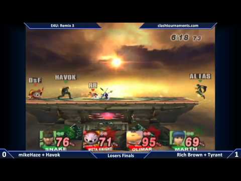E4U Remix 3 - mikeHaze + Havok vs Rich Brown + Tyrant - Losers Finals - SSBB