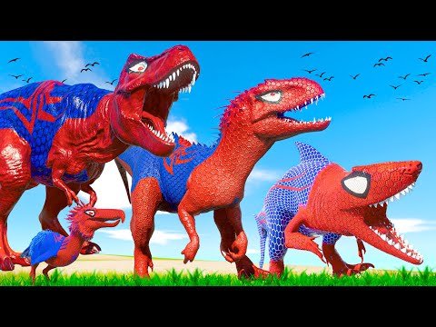 All Spiderman T-Rex vs SuperHero Dinosaurs Battle in Jurassic World | Jurassic World Rebirth 2025