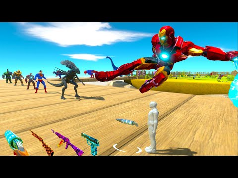 IRON MAN and FPS AVATAR DEATH RUN RESCUE MISSION - Animal Revolt Battle Simulator