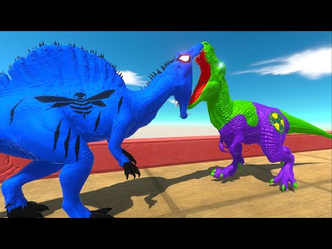 BUMBLEBEE SPINO vs HULK T-REX SPINO DEATH FALL - Animal Revolt Battle Simulator