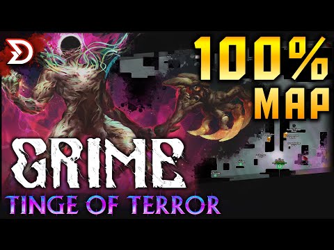 GRIME: Tinge of Terror DLC |  100% Map — All Areas, Bosses, Secrets, Items & More! #metroidvania