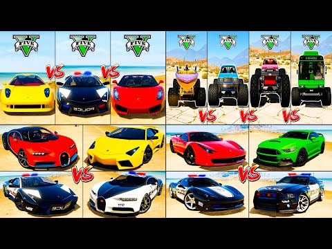 Bugatti vs Lamborghini vs BMW vs Mercedes vs Ford vs Ferrari vs Monster Trucks - GTA 5 Best Car Mods