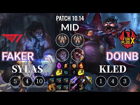 T1 Faker Sylas vs FPX Doinb Kled Mid - KR Patch 10.14