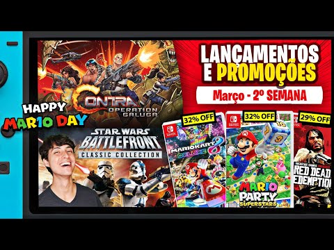 , title : 'Nintendo Inicia Mega Promoção na eShop! +Star Wars e Contra | Lançamentos e Promoções Switch Março 2'