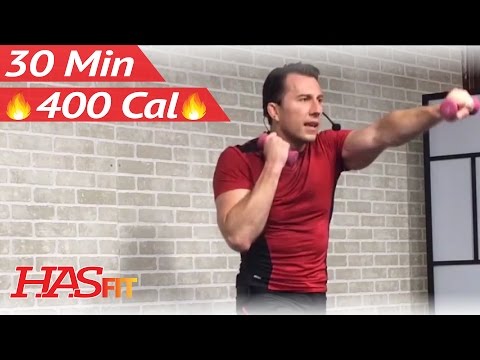 30 Minute Cardio Kickboxing Workout + Abs and Arms Workout - Aerobic Kick Boxing Training Routine