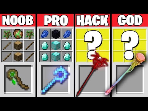 Minecraft Battle: NOOB vs PRO vs HACKER vs GOD- MAGIC STAFF CRAFTING CHALLENGE - Minecraft Animation
