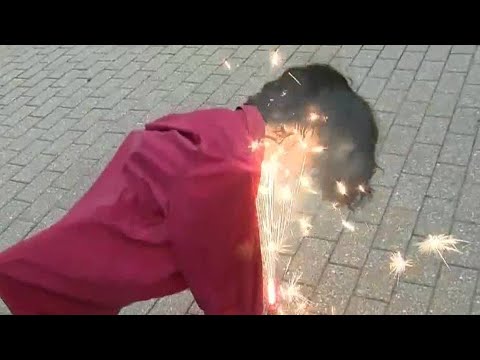 Firefighters demonstrate fireworks safety