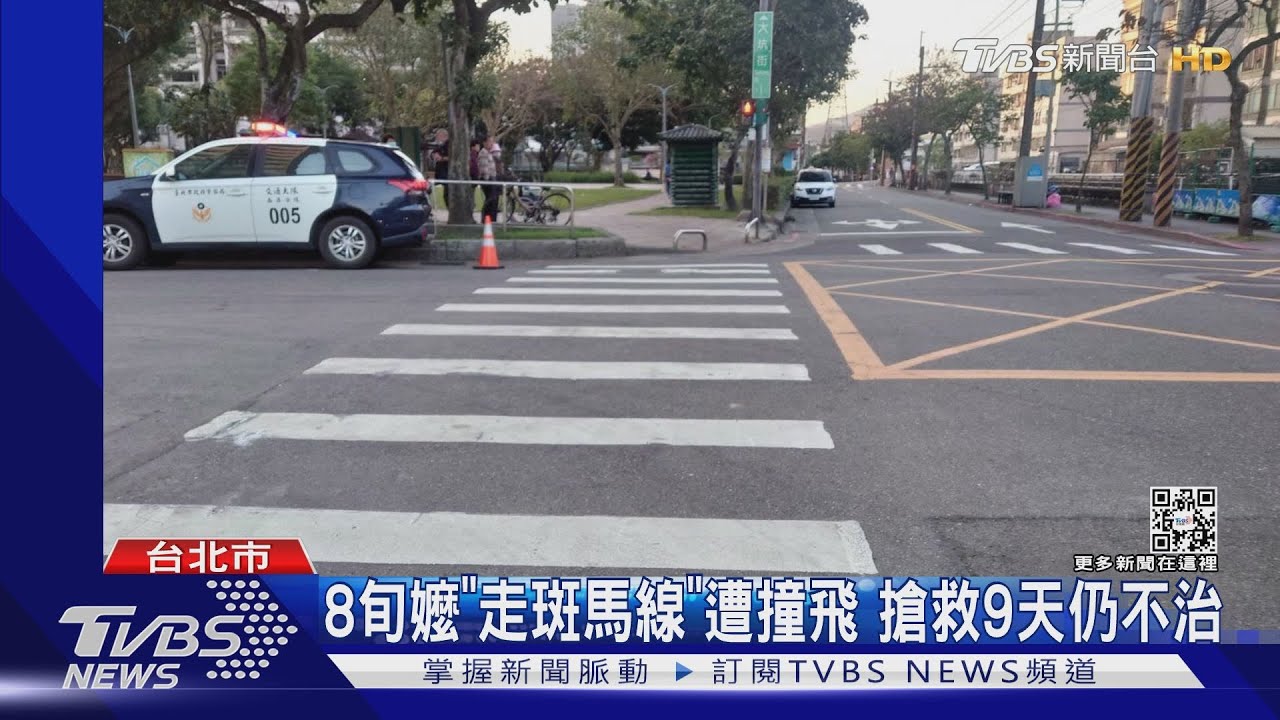 8旬嬤「走斑馬線」遭撞飛 搶救9天仍不治