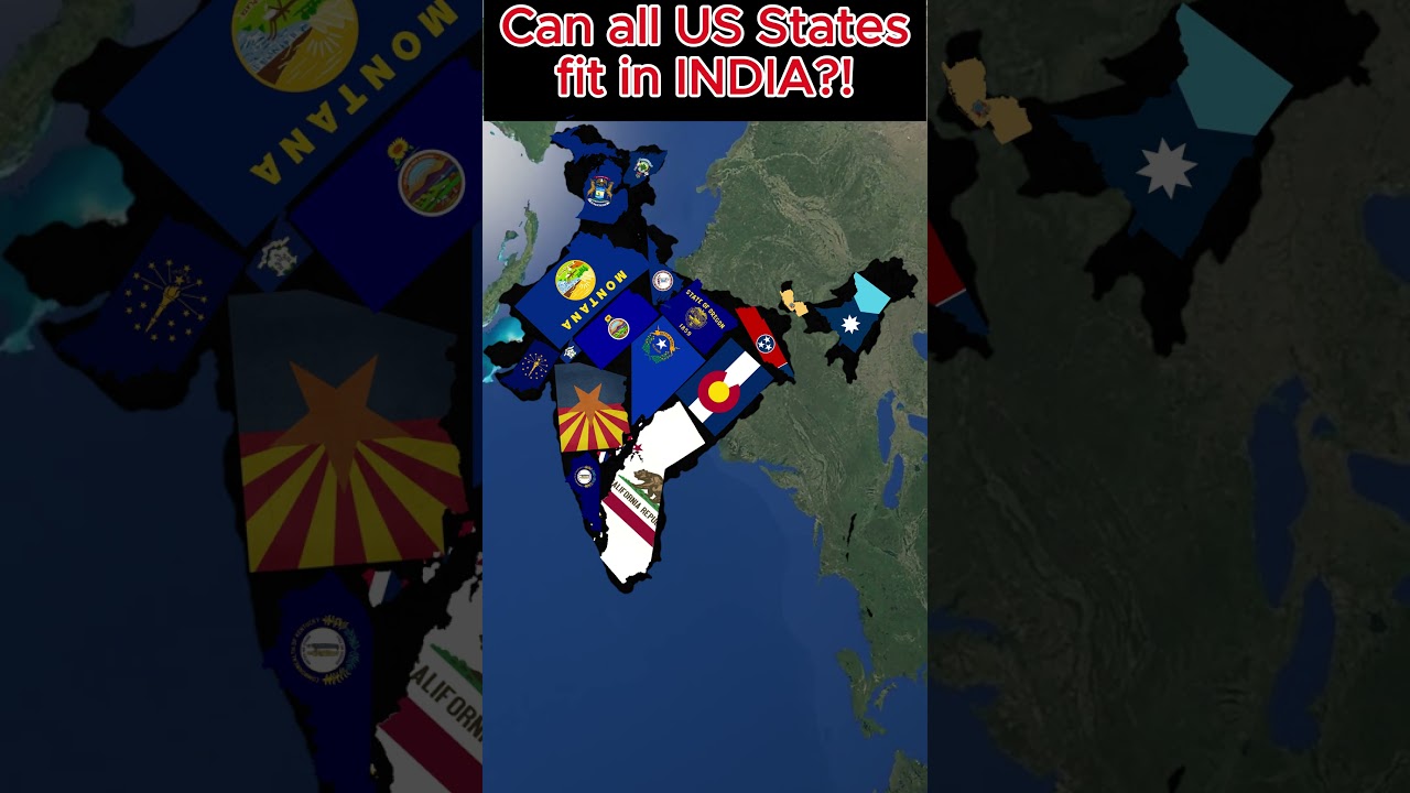 How many US States can fit inside INDIA?! 🤯 #usa #california #india #newyork #geographyfacts
