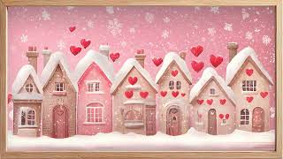 Cozy Valentine Village: 4K Romantic Snowfall Animation for Valentine's Day | Screensaver | 4 Hrs 💖🏡