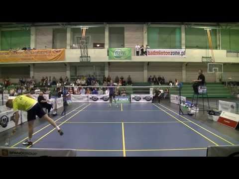 IMP 2013 Mistrzostwa Polski Badminton Półfinał SM Michał Rogalski vs Hubert Pączek 1 set HD