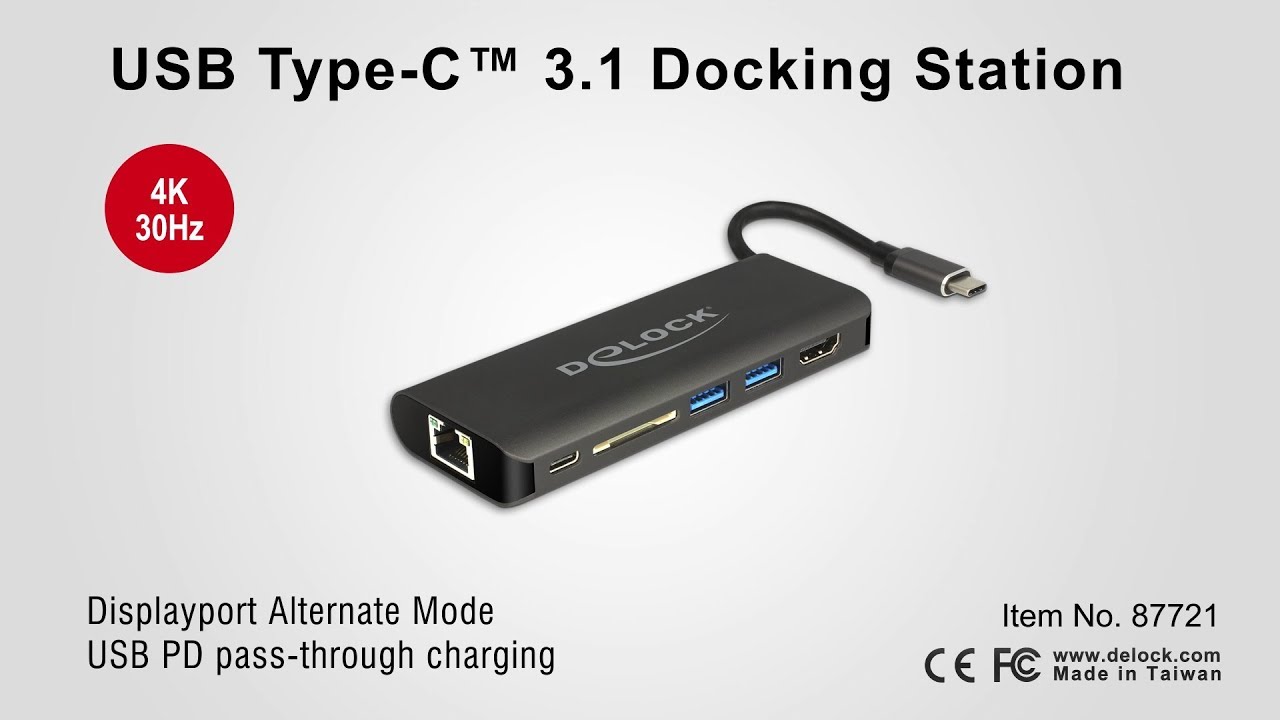 Delock Station d'accueil USB3.1 Typ-C – HDMI/LAN/SD/USB-A/USB-C PD