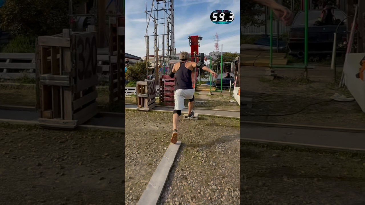 SASUKE1stステージ対策【プチトライアルコース】60秒以内に終わらせたい!#sasuke #ninjawarrior #ninja #training #diy #1st #fyp #asmr