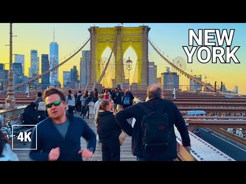 Golden Hour Magic | Brooklyn Bridge Sunset Walk | NYC Walking Tour 2025【4K】