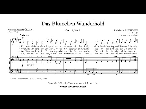 Beethoven : Das Blümchen Wunderhold, Op. 52, No. 8 - Mezzo-Soprano or Baritone