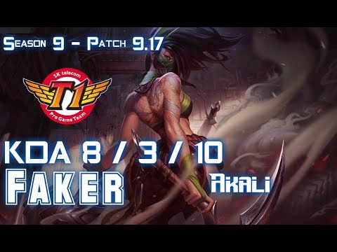 SKT T1 Faker AKALI vs QIYANA Mid - Patch 9.17 KR Ranked