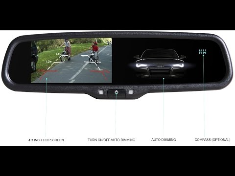 Universal Rear view mirror with 4.3" screen + temperature and compass