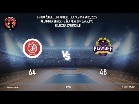 6.KOLO ŽOL SEZONA 2025/2026 KK JUMPER ZENICA vs ŽKK PLAY OFF SARAJEVO  SELEKCIJA KADETKINJE