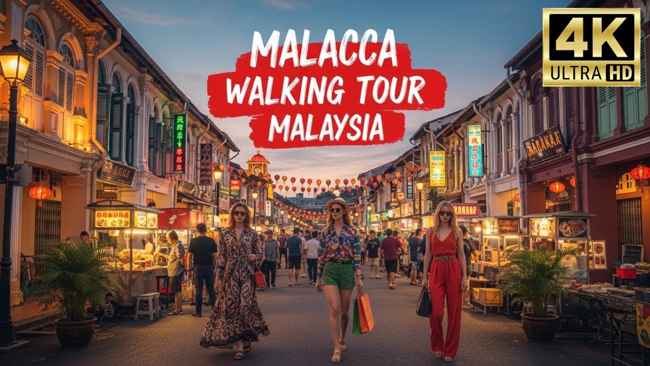Malacca Walking Tour Malaysia 4K UHD | Jonker Street Night Market Walk | Malaysia Tourist Places