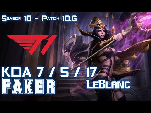 T1 Faker LEBLANC vs KLED Mid - Patch 10.6 KR Ranked