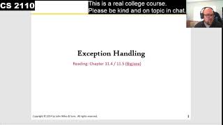 CS 2110: Exceptions (Lecture Recording)