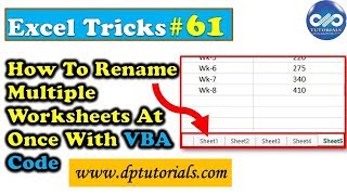 How To Rename Multiple  Worksheets At Once With VBA Code In Excel || Excel Tricks || Rename Sheets