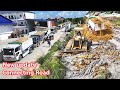 Continue Project​ Connecting Road, Bulldozer KOMATSU D53P Push Stone Into Water, Dump Truck 5Ton