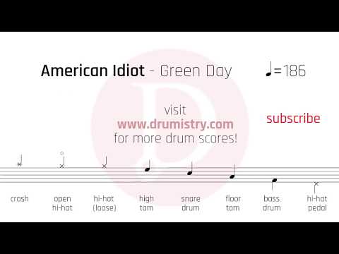 Green Day - American Idiot (clean) Drum Score