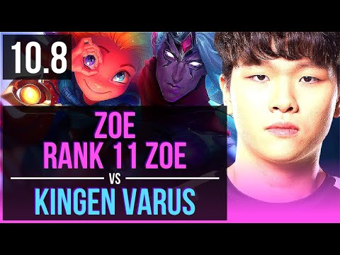 ZOE vs Kingen VARUS (MID) | Rank 11 Zoe, 1300+ games, 3 early solo kills | KR Challenger | v10.8