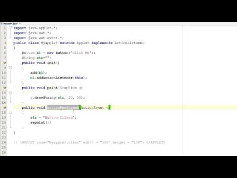 Example of Event Handling One Button in Java Applet Hindi