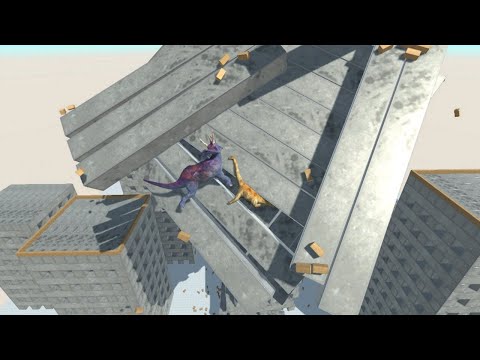 Mini BRACHIOSAURUS vs ALL UNITS in Wobbly Modern City Animal Revolt Battle Simulator