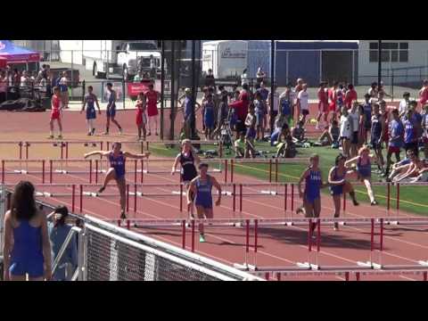 VarG 100m Hurdles vs Fountain Valley & Newport Harbor 3-29-17 - Los Alamitos Girls