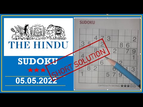 The Hindu  Sudoku May 05, 2022 - 3 Star - Short Solution