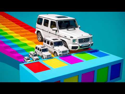 Small Cars on Big Car vs Slide Color with Portal Pool Cars vs Deep Water beamNG Drive