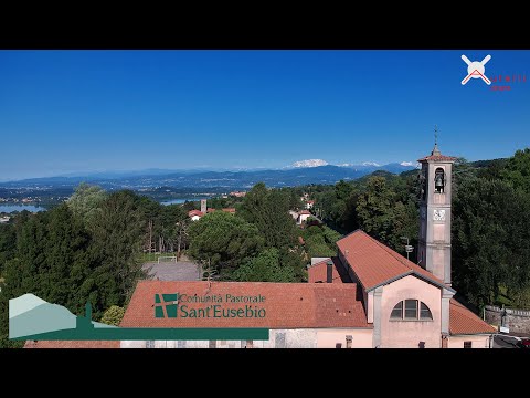 La chiesa parrocchiale di Luvinate ripresa col drone