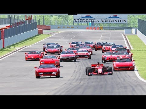 Ferrari F1 2018 vs All Ferrari Supercars - Monza