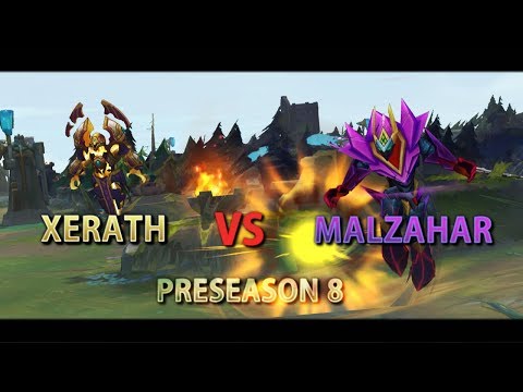 LoL - Preseason 8 Gameplay Sorcery and Precision Runes Xerath vs Malzahar