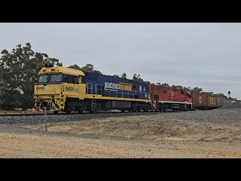 2PM5 PN up "Linfox Express #1" (NR91, NR109), Perth to Melbourne, 1625, 23/1/25, Ararat West VIC.