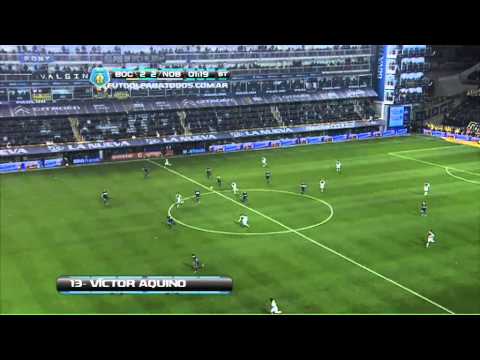 Gol de Aquino. Boca 2 - Newell´s 2. Fecha 1. Torneo Inicial 2013. Fútbol Para Todos