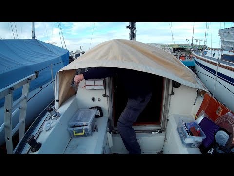 Just About Sailing November 2 2017 - fitting a 'new' sprayhood, not made for my boat, Pt 1