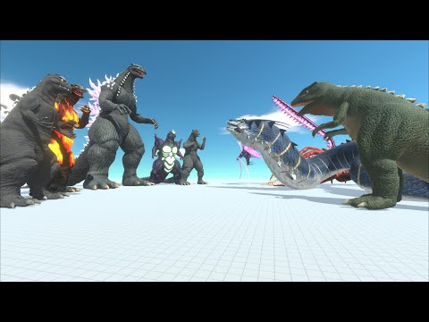 Team Godzilla ROE Vs Team Basilisk. Epic Kaiju Monster battle - Animal Revolt Battle Simulator