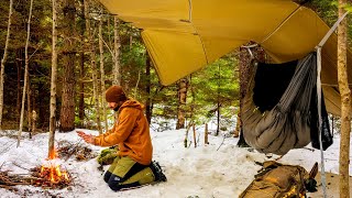 Winter Bushcraft Camping In Snow