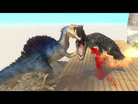 PURUSSAURUS ON EXPLOSIVE WOODEN BRIDGE - Animal Revolt Battle Simulator