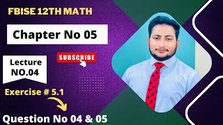 Download Lagu 12th Class Math Exercise 5.1 | 2nd year mathematics Chapter 5 Exercise 5.1 Question 4 and 5 Thumbnail