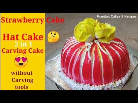 Carving Gel Cake | Without Carving tool Carving effect | Hat Cake |Strawberry Cake |