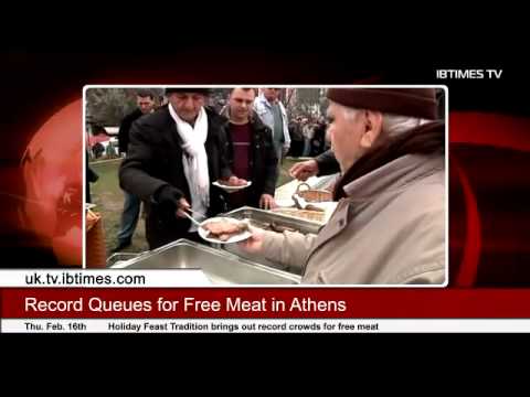 Record Queues for Free Meat in Athens
