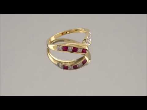 9ct Gold Diamond And Ruby Wishbone Ring - D8208