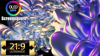 21:9 Ultrawide Metallic Abstract Multicolor Screensaver - 10 Hours - 4K - OLED Safe