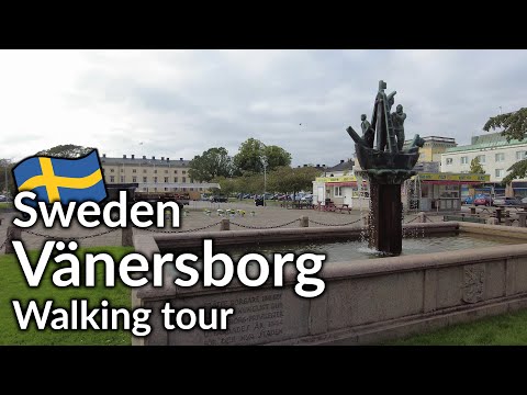 Sweden, walking tour of Vänersborg [4K 60fps]